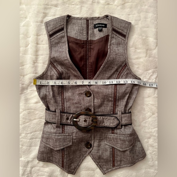 Y2K Bebe Linen Belted Vest size 4 - Picture 5 of 10